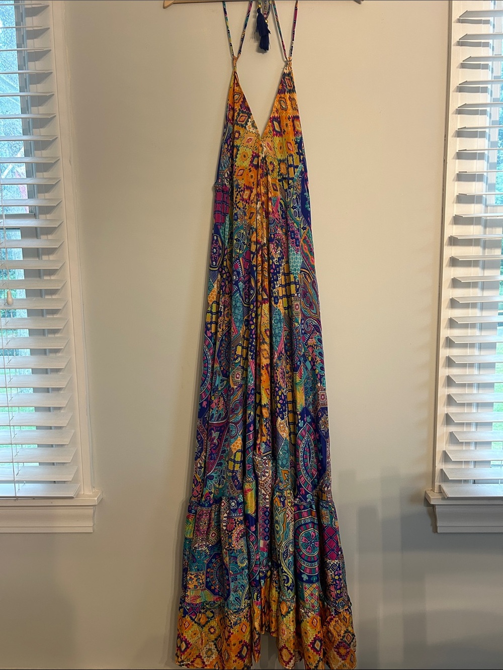 Rhea Backless Boho Maxi Dress in Multicolor